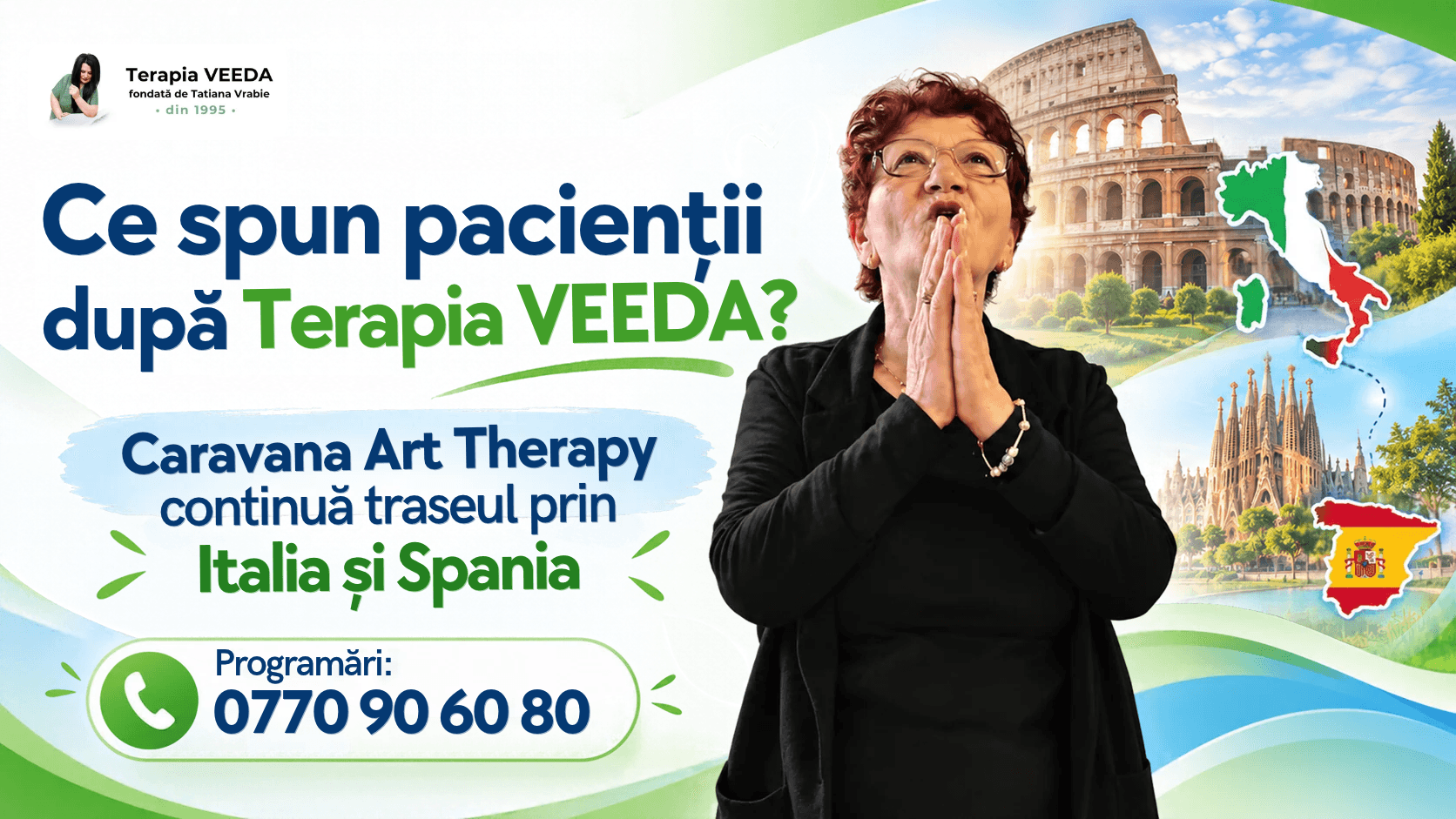 Ce spun pacienții după Terapia VEEDA? Caravana Art Therapy continuă traseul prin Italia și Spania