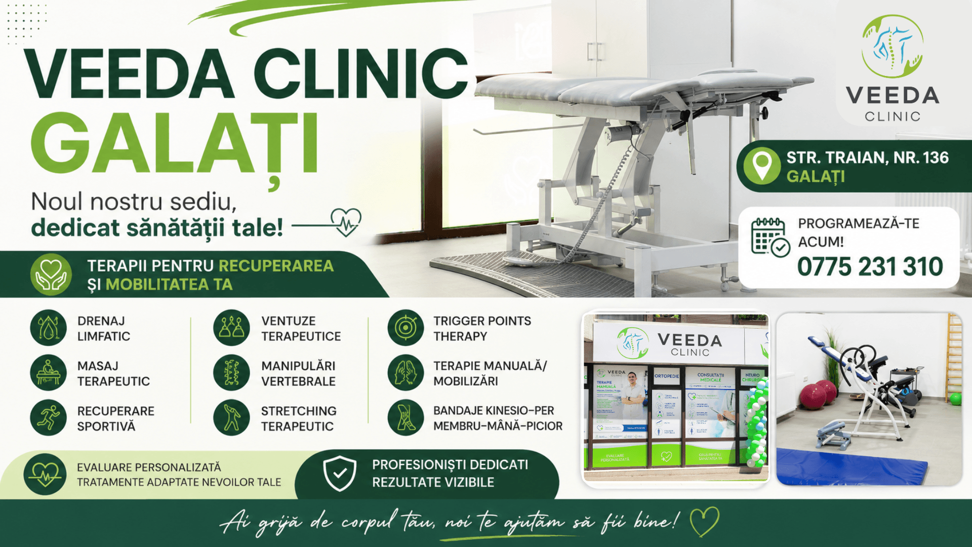 VEEDA Clinic Galați – Un nou centru dedicat recuperării, mobilității și sănătății tale