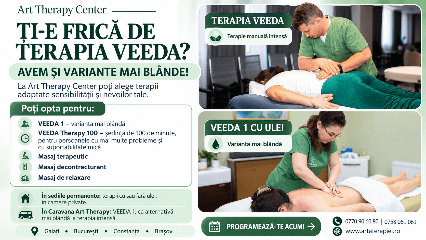 Ți-e frică să vii la Terapia VEEDA din cauza durerii și a țipetelor? Avem și terapii mai blânde!