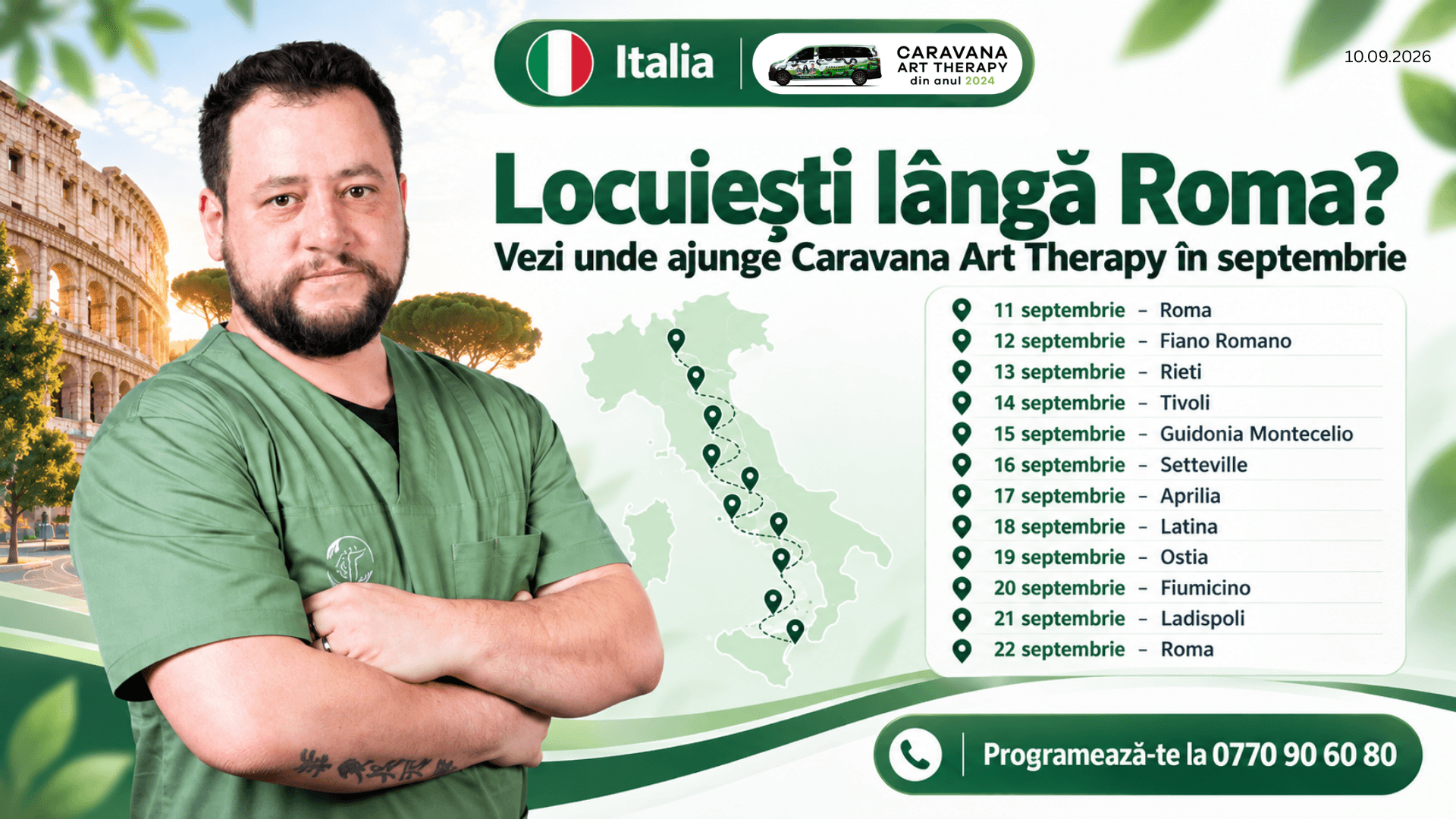 Locuiești lângă Roma? Vezi unde ajunge Caravana Art Therapy în septembrie