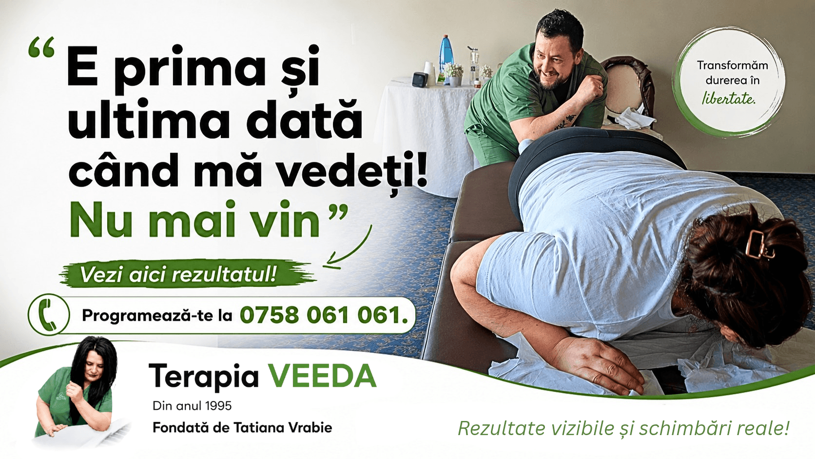 La doar 44 de ani, copiii o ajutau să se încalțe. După ședința de Terapia VEEDA a plecat încălțându-se singură