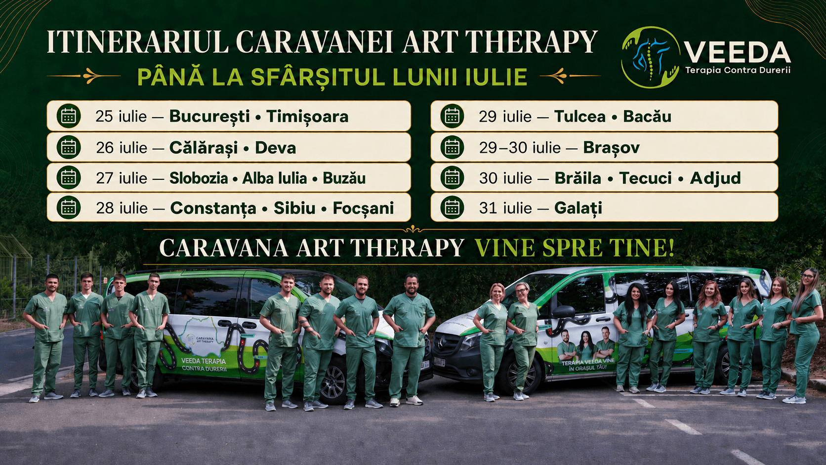 Echipele Caravanei Art Therapy și ultimele opriri din iulie 2026