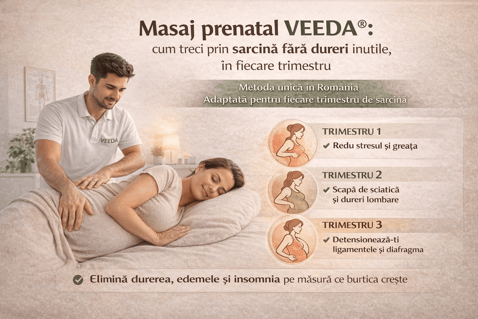 Masaj prenatal VEEDA®: cum treci prin sarcină fără dureri inutile, în fiecare trimestru