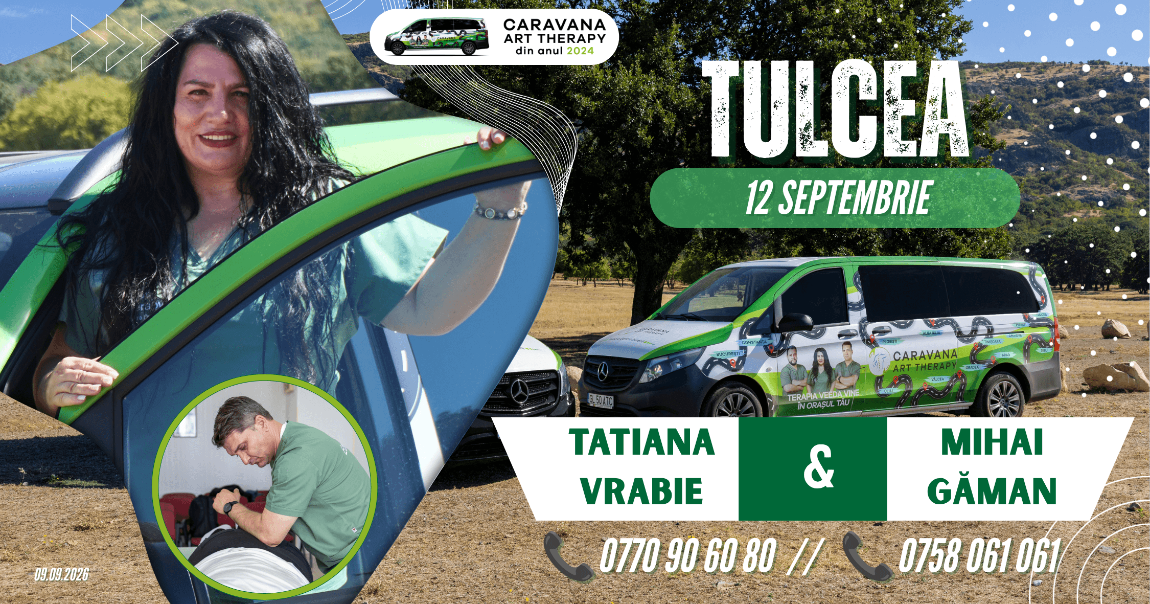 Dureri de spate în Tulcea? Caravana Art Therapy ajunge pe 12 septembrie cu Tatiana Vrabie și Mihai Gaman