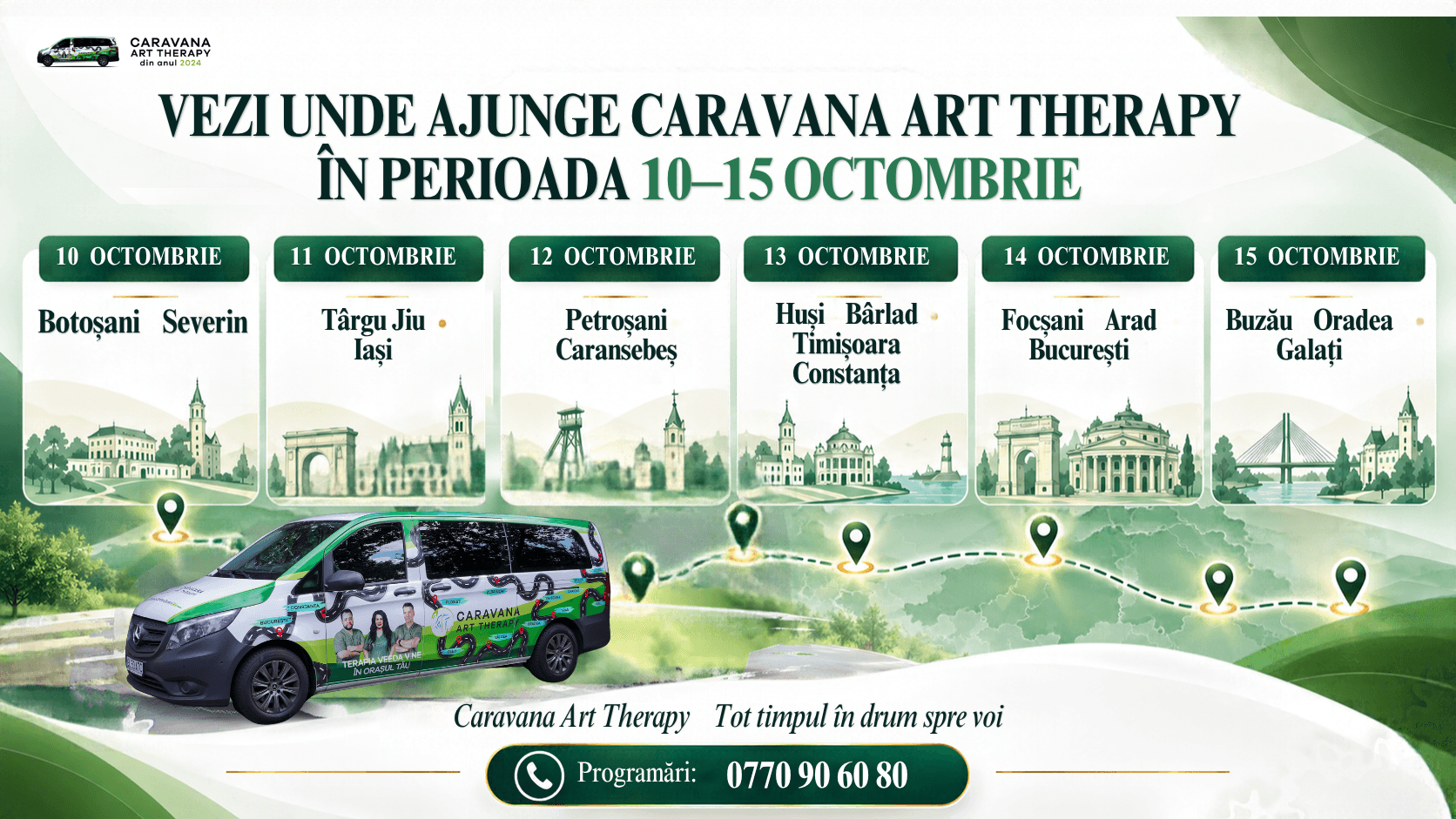 Unde ajunge Caravana Art Therapy între 10 și 15 octombrie