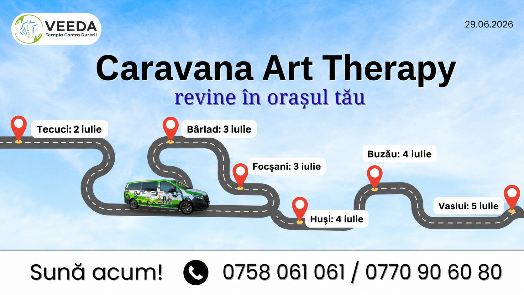 Caravana Art Therapy începe luna iulie cu un nou traseu prin țară