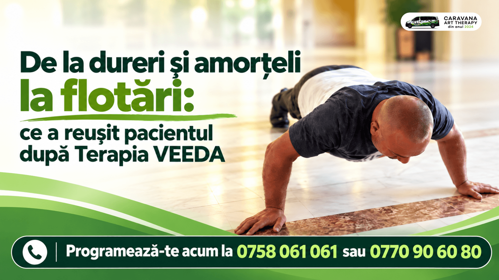 De la dureri și amorțeli la flotări: ce a reușit pacientul după Terapia VEEDA