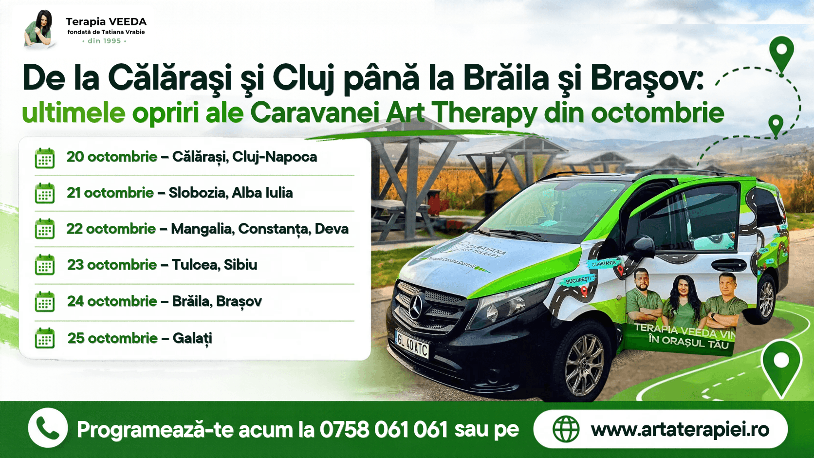 De la Călărași și Cluj până la Brăila și Brașov: ultimele opriri ale Caravanei Art Therapy din octombrie