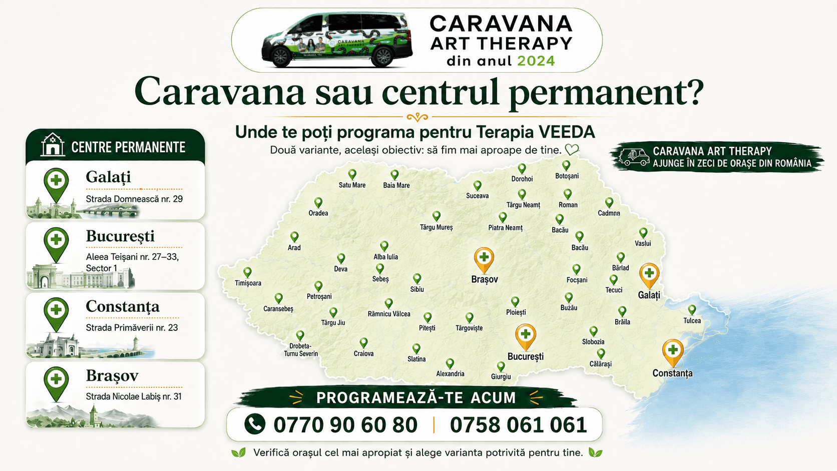 Caravana sau centrul permanent? Unde te poți programa pentru Terapia VEEDA