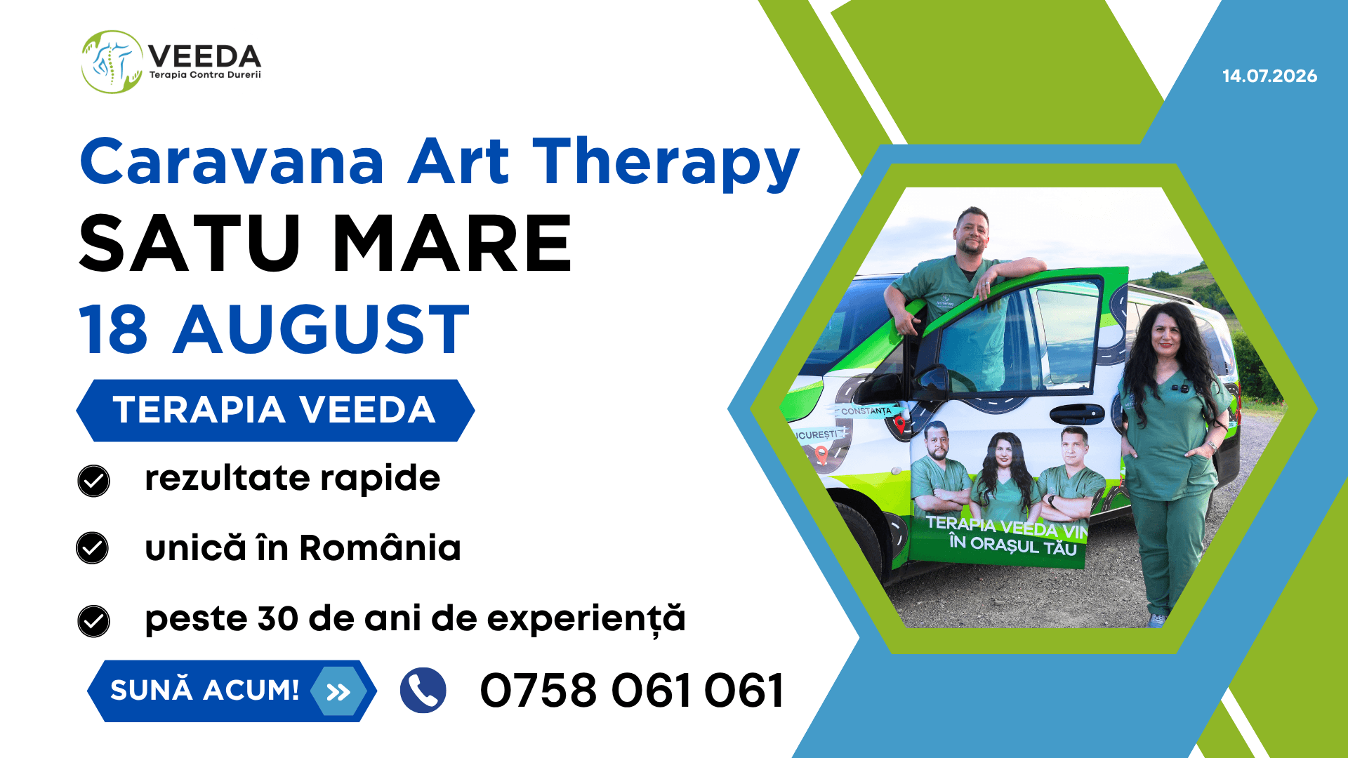 Caravana Art Therapy revine în Satu Mare pe 18 august. Programează-te pentru Terapia VEEDA!