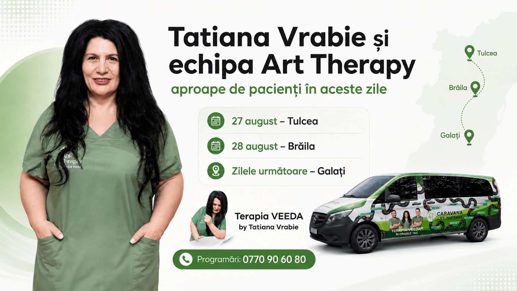 Tatiana Vrabie și echipa Art Therapy în traseul Caravanei la Tulcea, Brăila și Galați