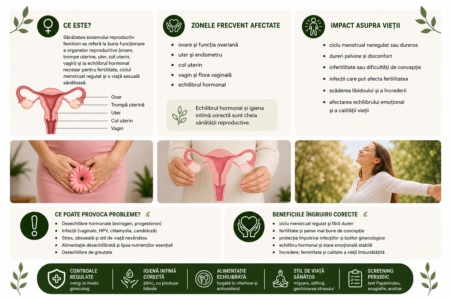 Sanatatea sistemului reproductiv feminin echilibru hormonal ovare uter